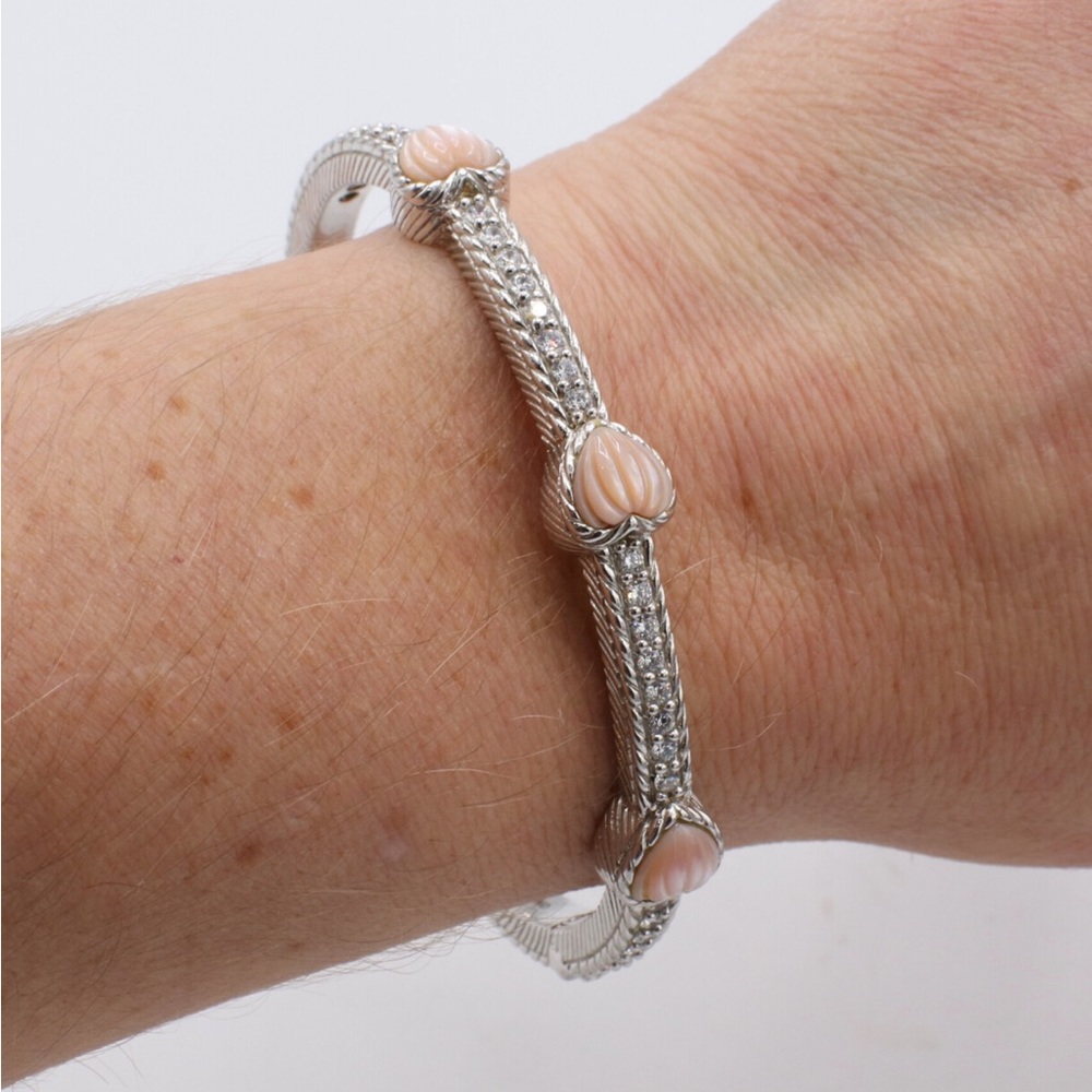 Judith Ripka sterling silver pink mother of pearl bracelet.